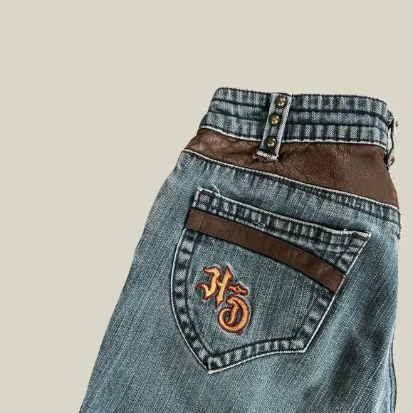 vintage Harley Davidson one of a kind low rise bootcut jeans (0) - Picture 6 of 8